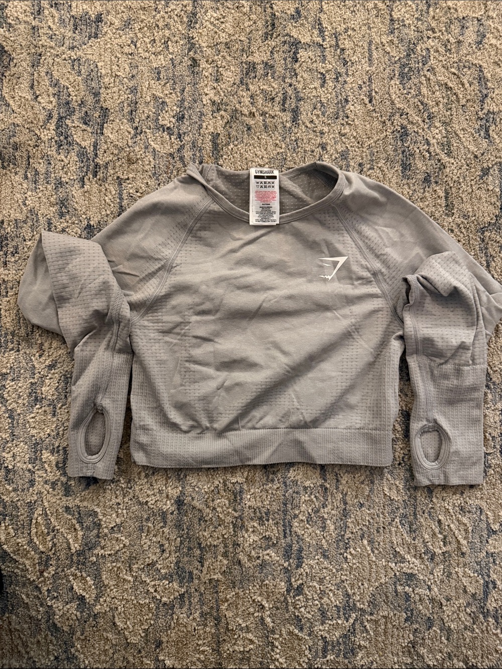 Gymshark Light Gray Seamless Cropped Long Sleeve Top